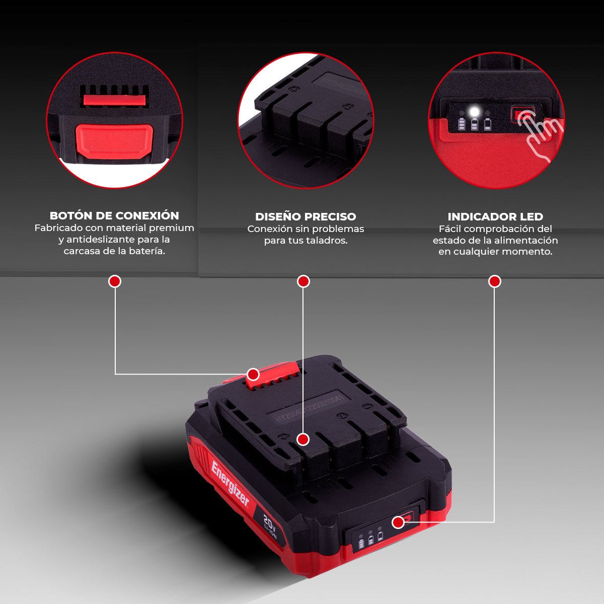 Taladro Inalámbrico Compacto 3/8” 20V ENERGIZER con Batería 2Ah y Cargador – Ideal para Uso Doméstico y de Bricolaje "