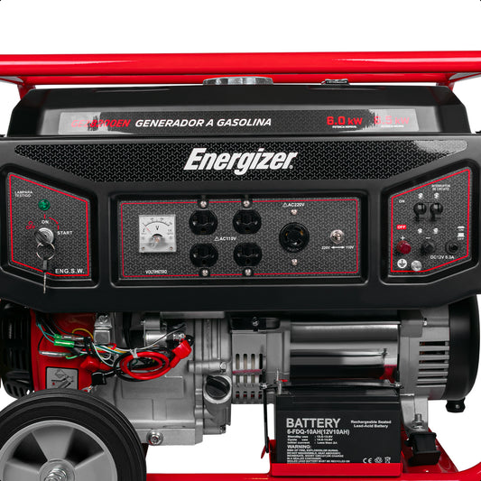 Generador portátil 6.5 kW 420CC 25L Regulador Voltaje Arr Man ENERGIZER