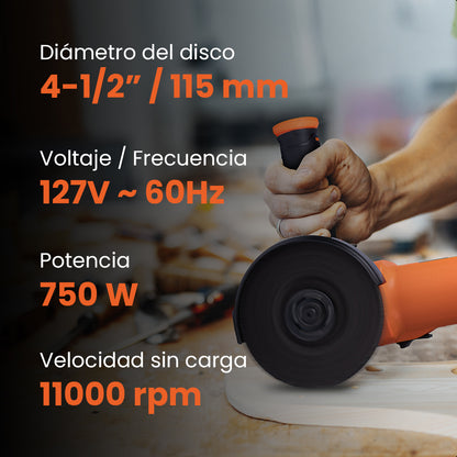 Esmeriladora 4-1/2" 750W 11000rpm DAEWOO