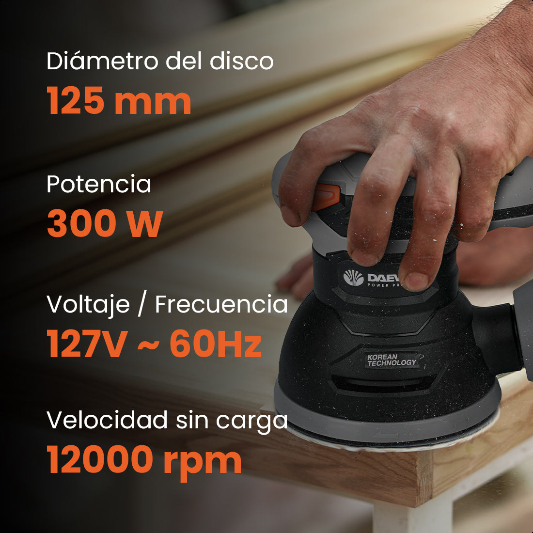 Lijadora orbital 5" 240W 12000rpm DAEWOO