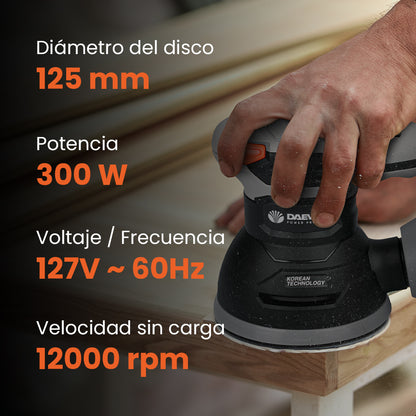 Lijadora orbital 5" 240W 12000rpm DAEWOO