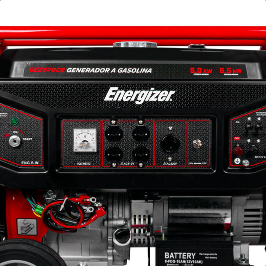 Generador portátil 5.5 kW 389CC 25L Regulador Voltaje Arr Man ENERGIZER